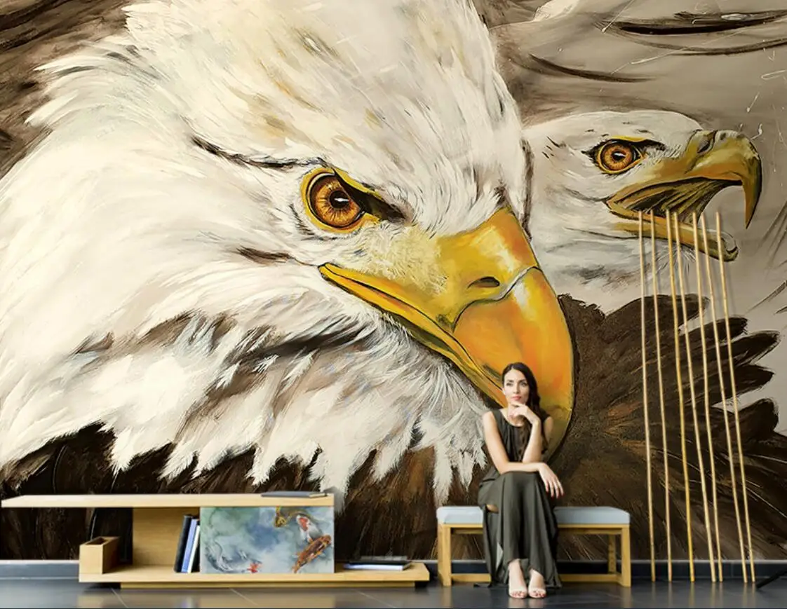 Custom 3d wallpaper mural Nordic hand-painted aesthetic abstract art eagle wall background wall papel de parede