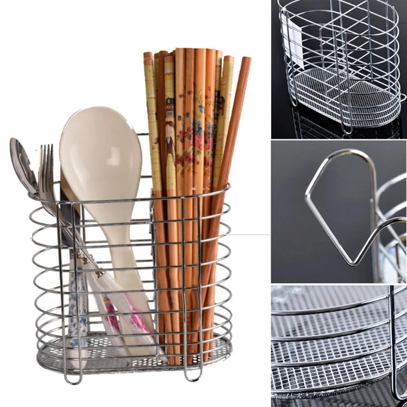 

15*8*14cm Hanging Cutlery Holder Drainer Chopsticks Spoon Fork Storage Rack Electroplated Iron Multi-functional Kitchen Tools