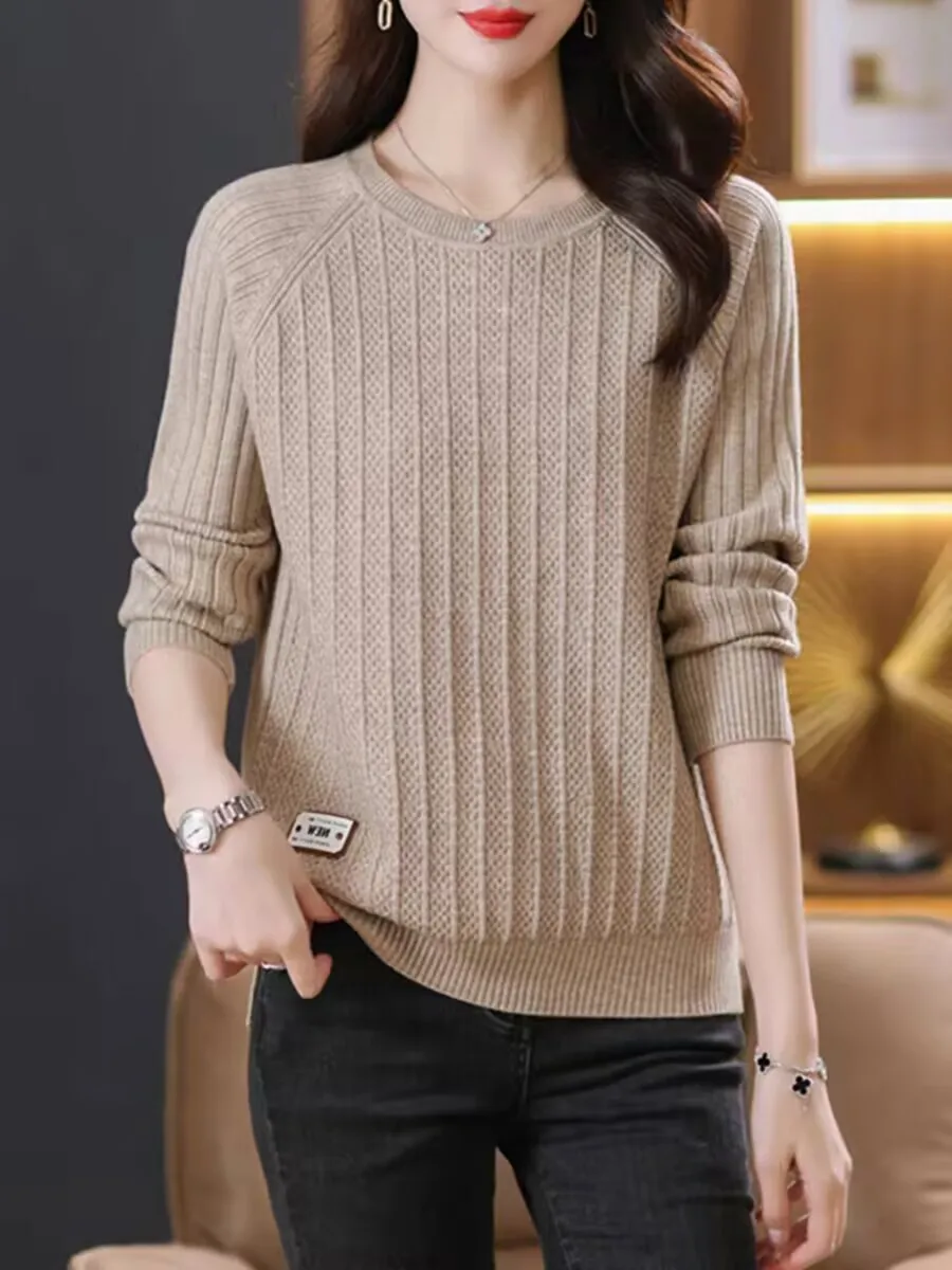 Женский Универсальный однотонный пуловер шерстяной свитер высокого качества с