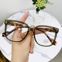 anti blue glasses big frame leopard print colorblock oversized myopia optical eyeglasses with short sight grade 1 0 to 4 0