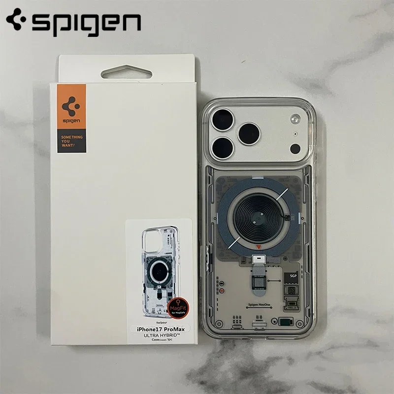 Фото Оригинальный магнитный чехол Spigen для iPhone 13, 14, 15, 16, 17 Pro Max, совместимый с беспроводной зарядкой MagSafe, для iPhone 17 Air, 16 Plus. №1
