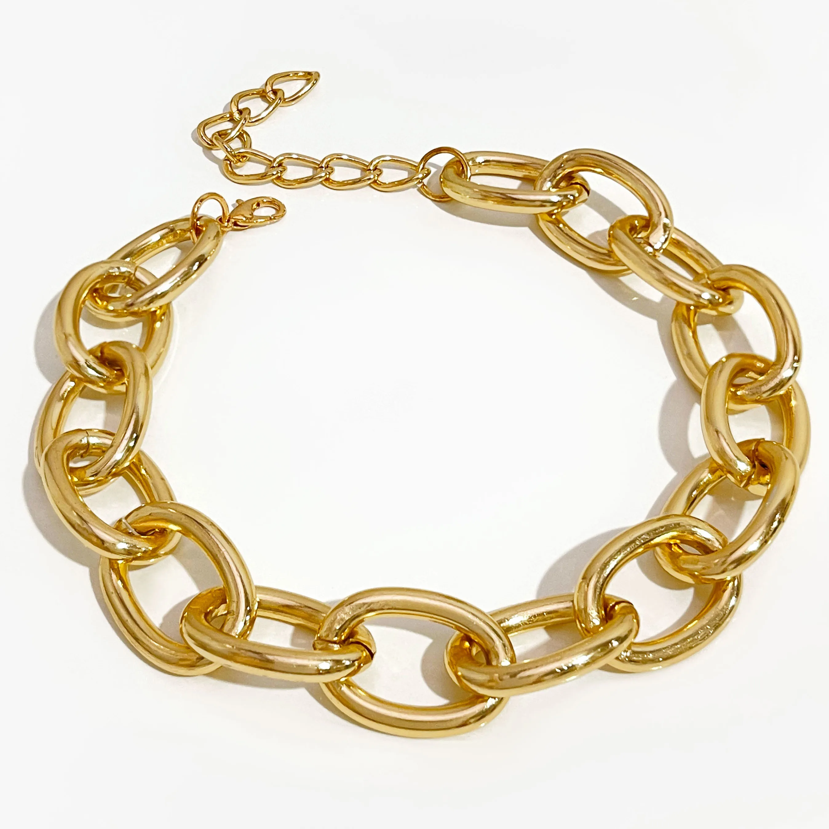 

Peri'sBox Gold/Silver Color Big Thick Chain Necklace Linked Circle Choker Necklaces for Women Punk Style Vintage Necklace Trendy
