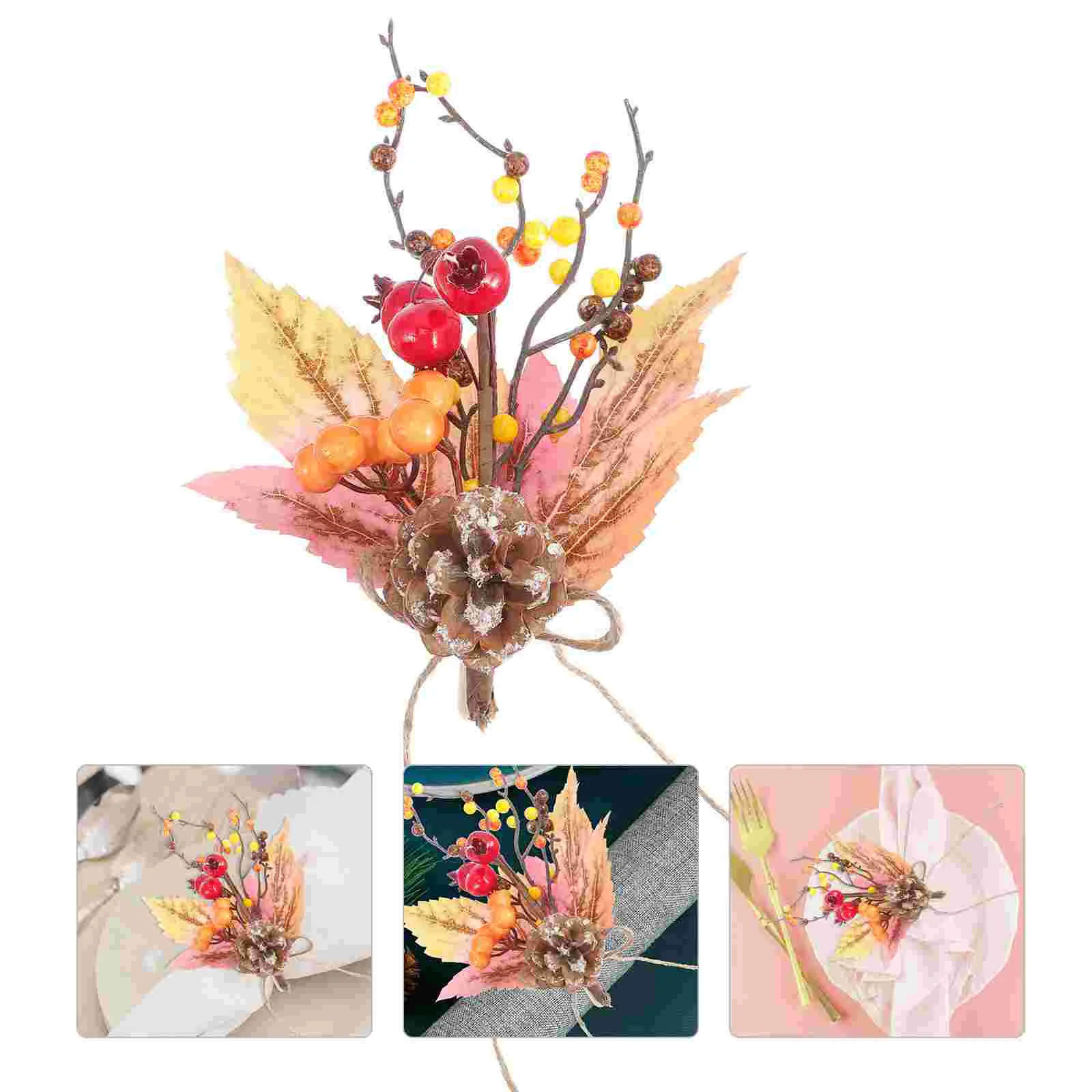 

Napkin Rings Leaf Holder Ring Table Berry Buckles Pumpkin Maple Buckle Thanksgiving Fall Party Christmas Serviette Napkins Decor