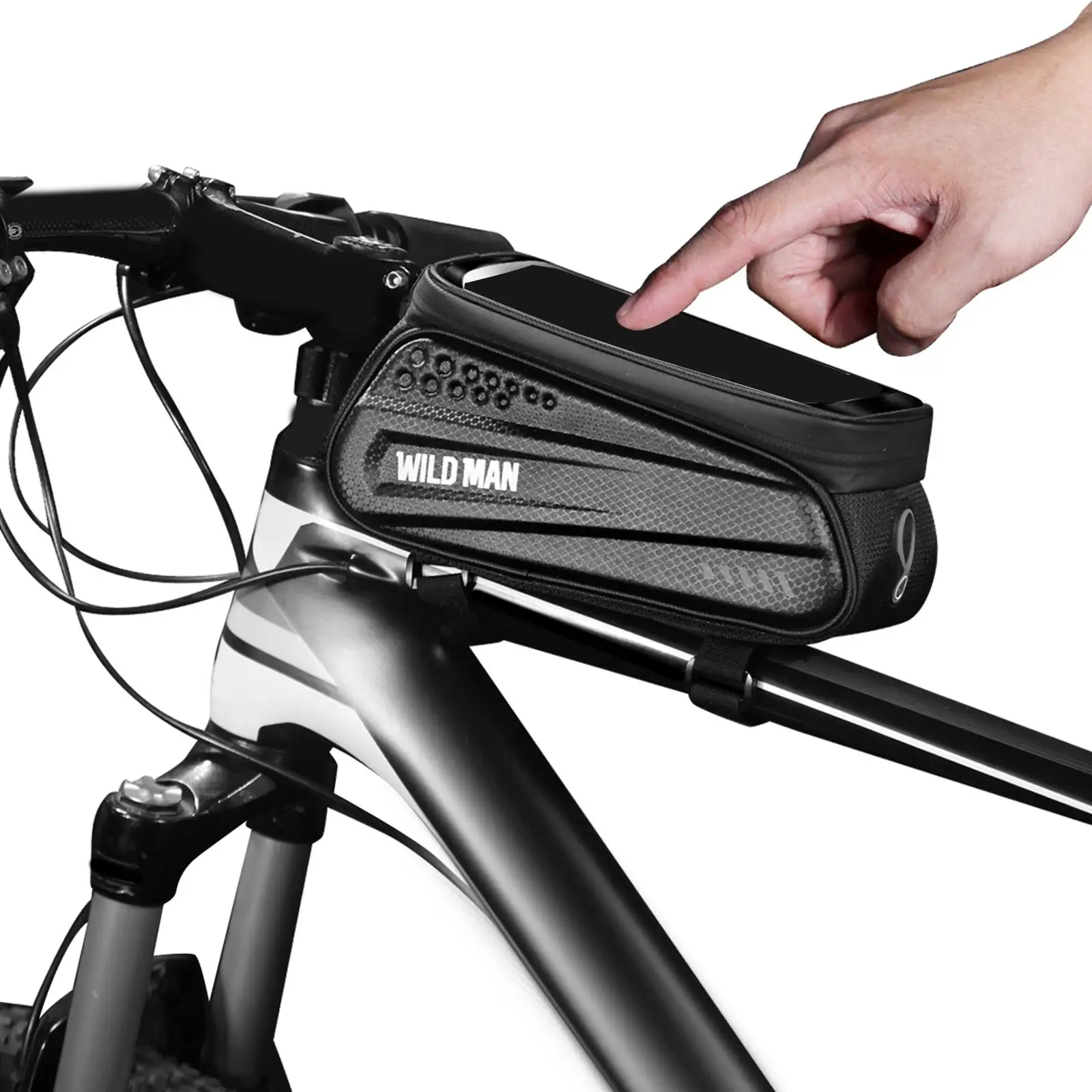 

Frame Front Bicycle Bag TPU Screen Bike Storage Bag Lengthen Stickers Reflective Patterns Frame Front Bag for 6.5in Phones Keys