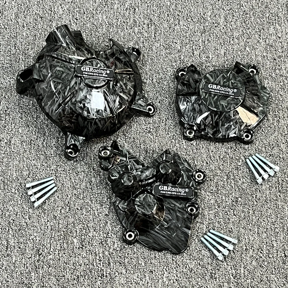 FOR KAWASAKI Ninja ZX-6R 636 Motorcycle Engine Protection Cover Covers Set Case Carbon Fiber Texture 2013-2024