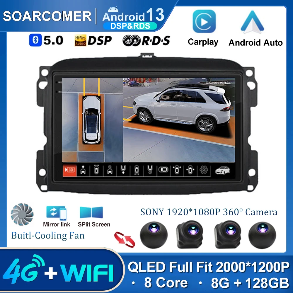 

Android 13 For Fiat 500L 2012 -2017 Car Radio DSP Carplay Android Auto RDS 4G WIFI GPS Navigation Player No DVD 2 Din