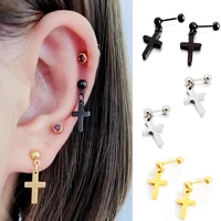 dangle ear piercings stud earrings stainless steel conch tragus helix earring cross ears studs punk jewelry 16g cartilage pierc