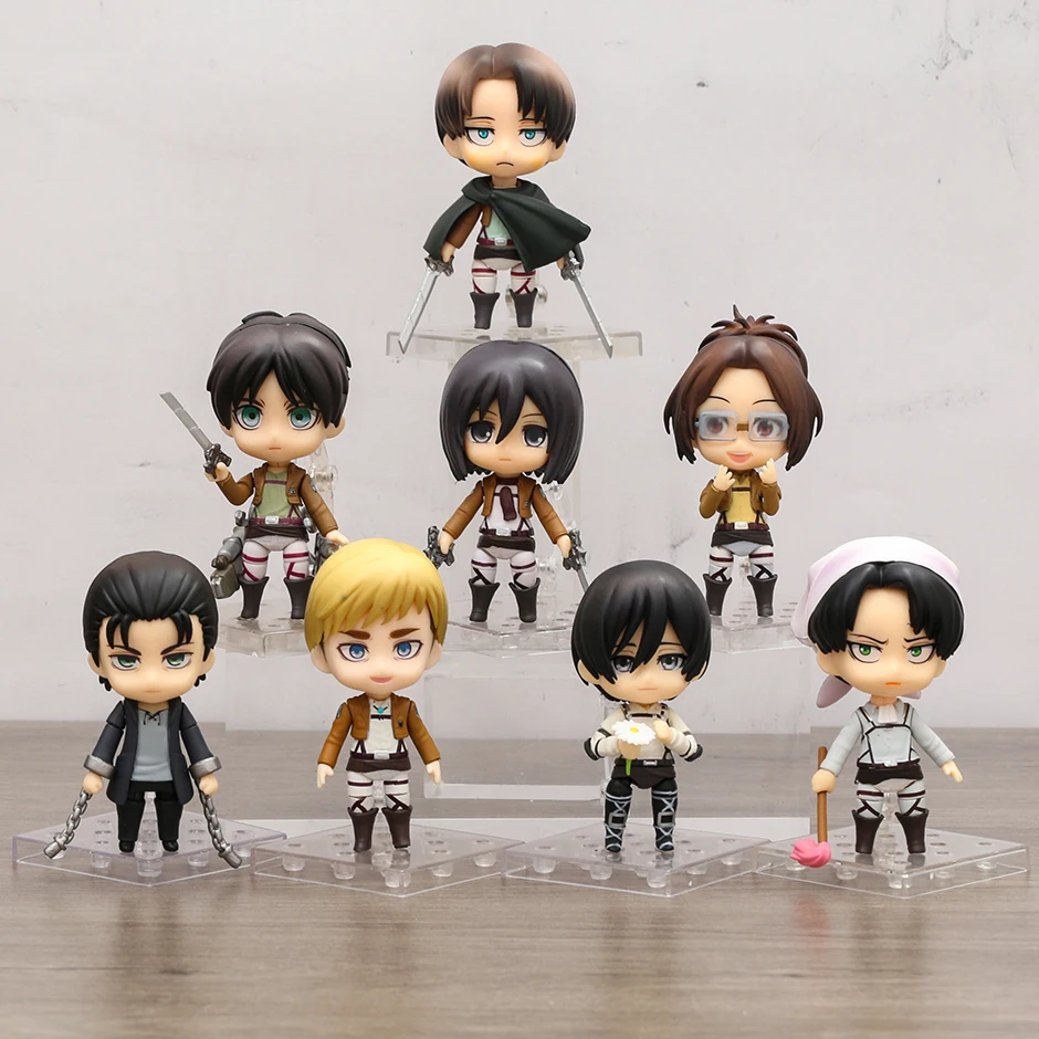 

Attack on Titan Eren 2000 Mikasa 2001 Erwin Smith 775 Hange Zoe 1123 The Final Season Q Version Doll Action Figure Toy Gift