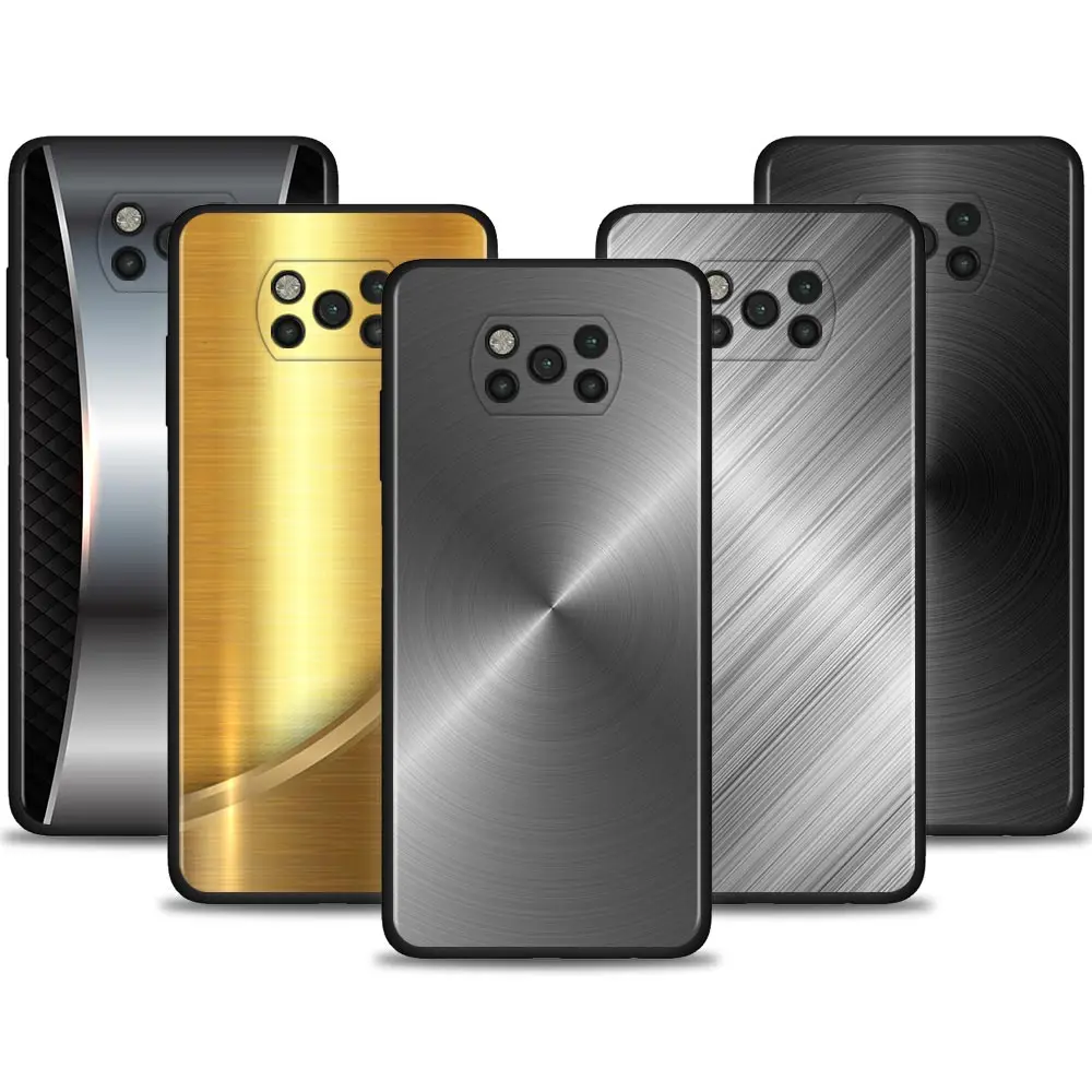 

Dark Brushed Metal Texture for Xiaomi Poco X3 Pro 5G F3 GT M3 M4 X4 Silicone funda Cover for X3 NFC Capa Shockproof Phone Case