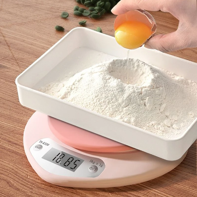 Electronic Kitchen Scale 5kg weight grams Digital balance precision Accurate Pink Heart-shaped LCD Food Portable Digital Scale images - 3