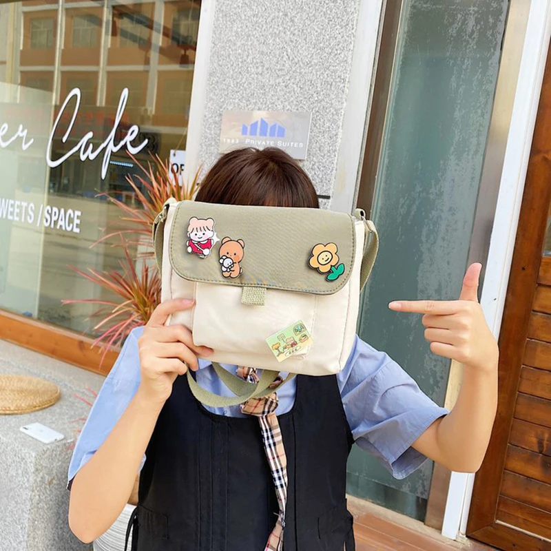 

Shopping Bags Women Sweet Kawaii Printed Canvas Leisure Daily Shop Bag Crossbody Shoulder Satchel Purse New