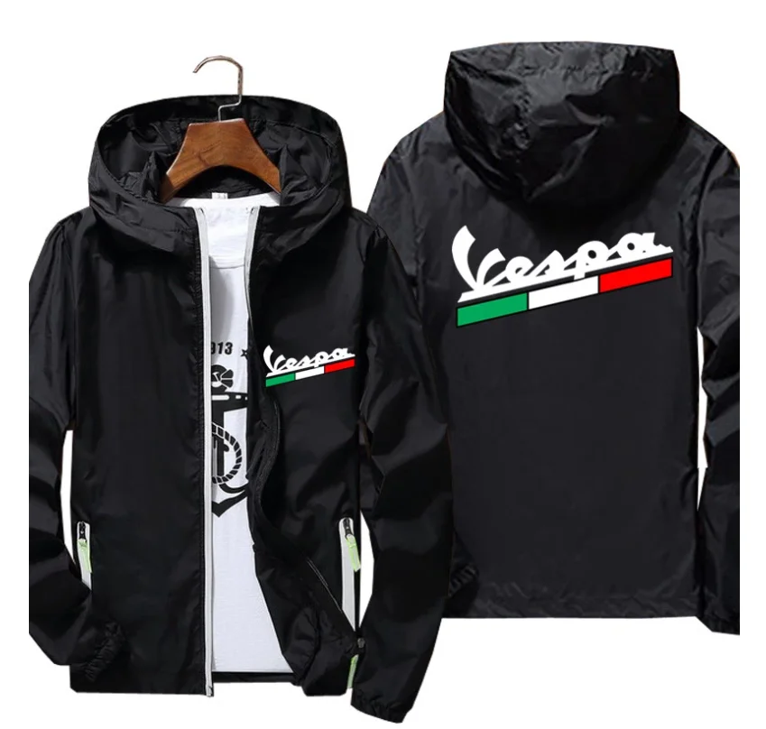 

2022 Motorcycle Jacket Windproof for Vespa logo Jacket Mobike Riding Hooded Suit Windbreaker Sweatshirts Racing zipper Coat