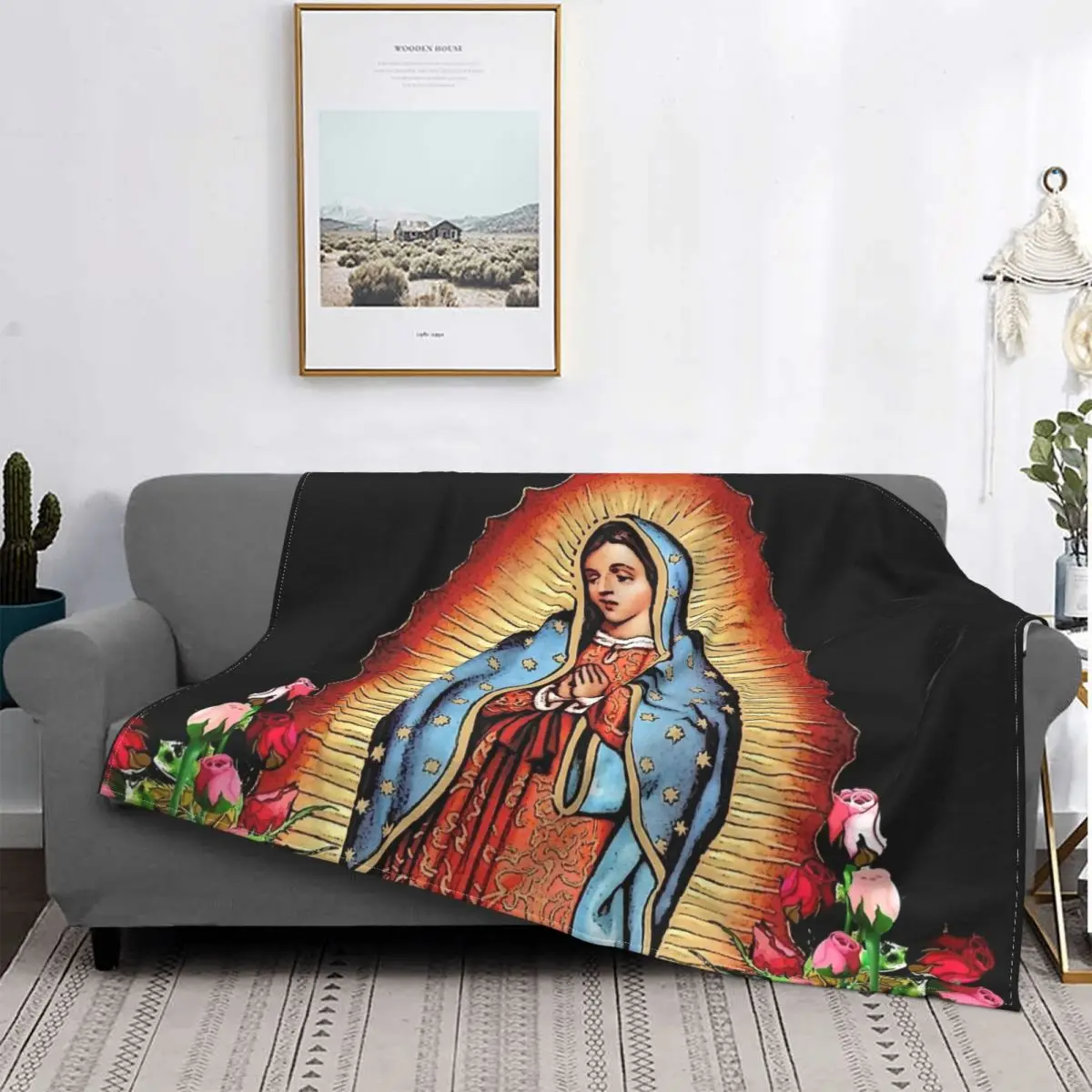 

Одеяло La Virgen De Гуадалупе, Фланелевое покрывало католической Девы Марии, декоративное освещение воздуха, легкие покрывала