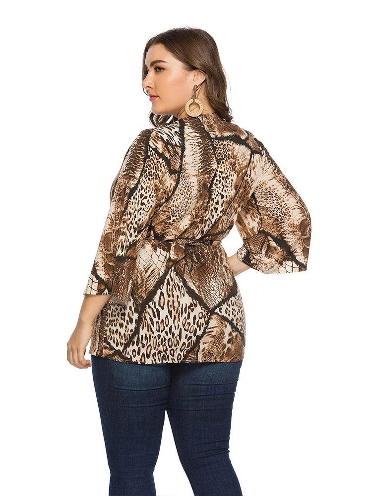 2022 Short Sleeve For Women's Tunic Peplum Fashion Tops Leopard print Blouse Tee Plus Size Women Clothing Summer Casual T Thirt