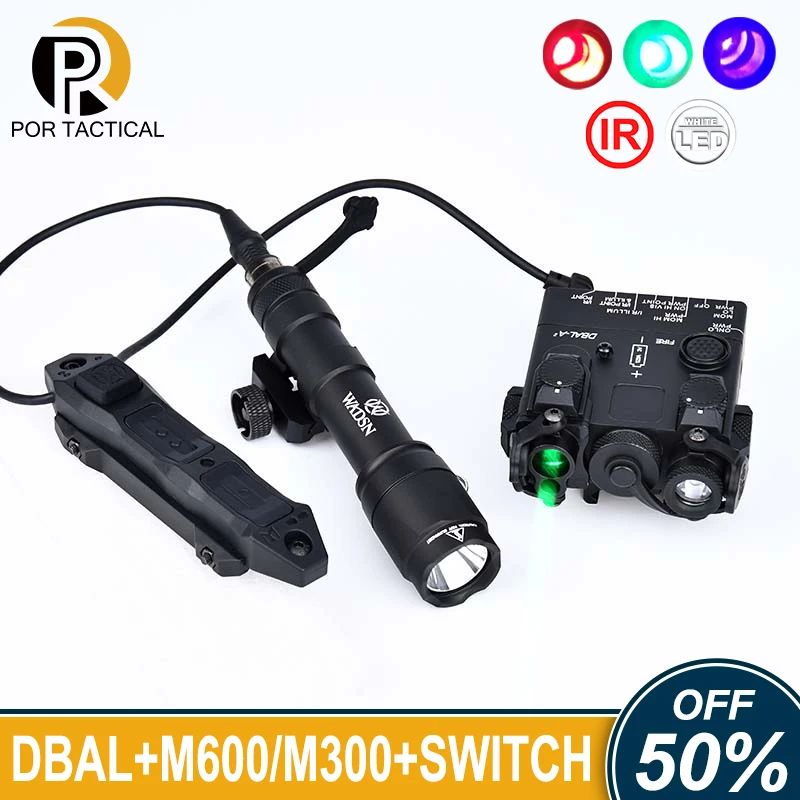 

Airsoft WADSN Tactical DBAL-A2 Red Blue IR Green Dot Sight Aiming Laser Pointer Surefir M600 M600C M300 Weapon Flashlight