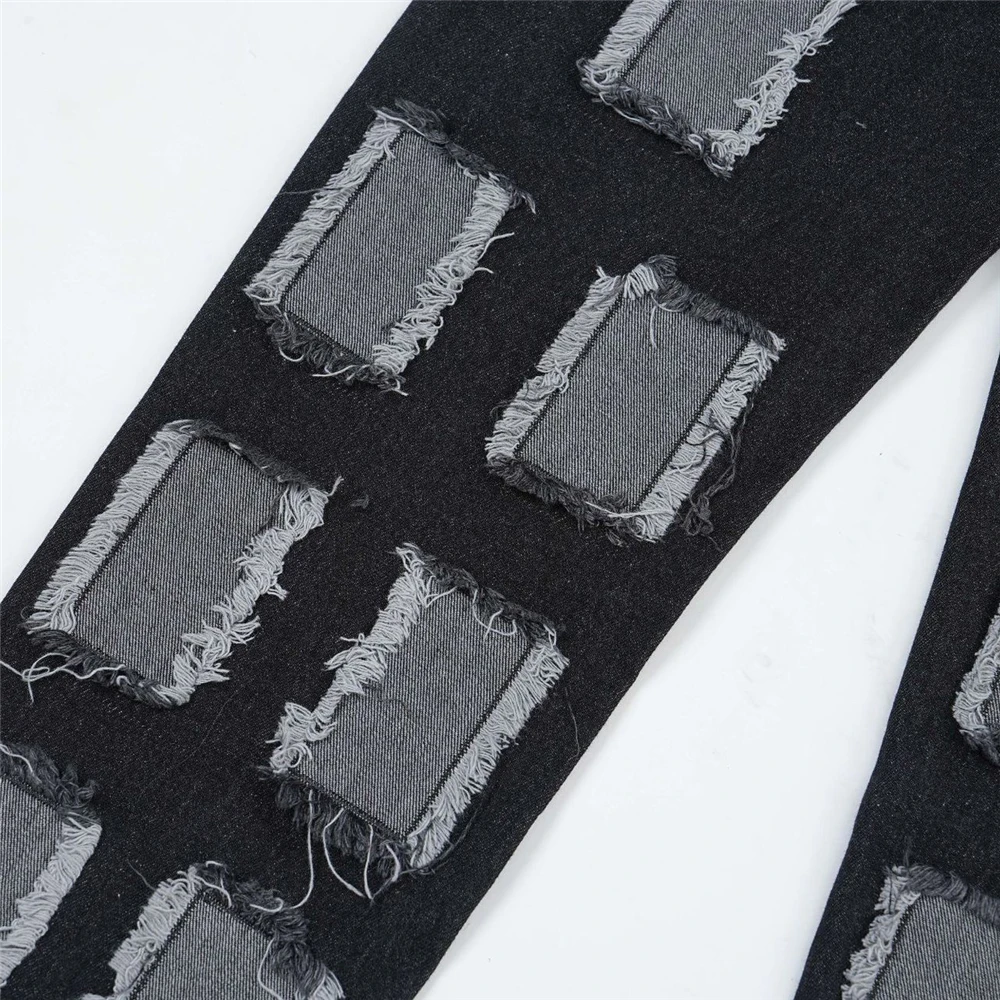 2023 Vintage Denim Pants Men Streetwear Retro Ripped Hole Denim Pant Jeans HipHip Casual Joggers Trousers Jeans