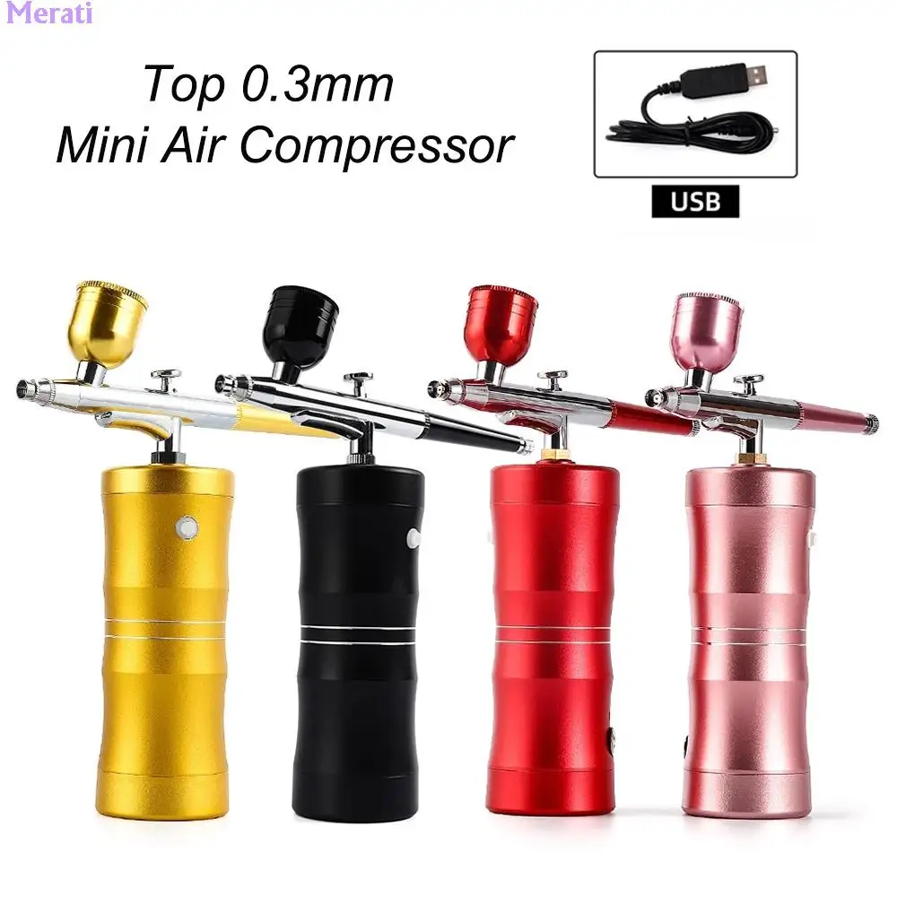 

Mini Air Compressor Kit Top 0.3mm Oxygen Injector Nano Fog Steamer Sprayer Gun Airbrush for Painting Nail Art Tattoo Craft Cake
