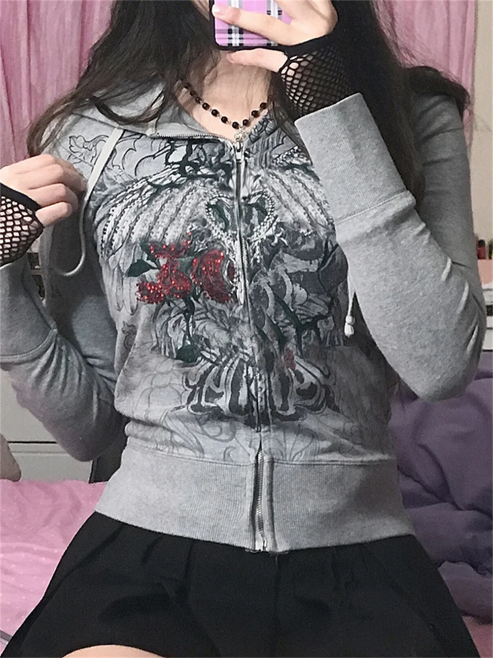 Женская короткая куртка на молнии с длинным рукавом и карманами | одежда