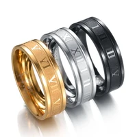 2022 vintage roman numerals men rings temperament fashion 6mm width stainless steel rings for men jewelry gift