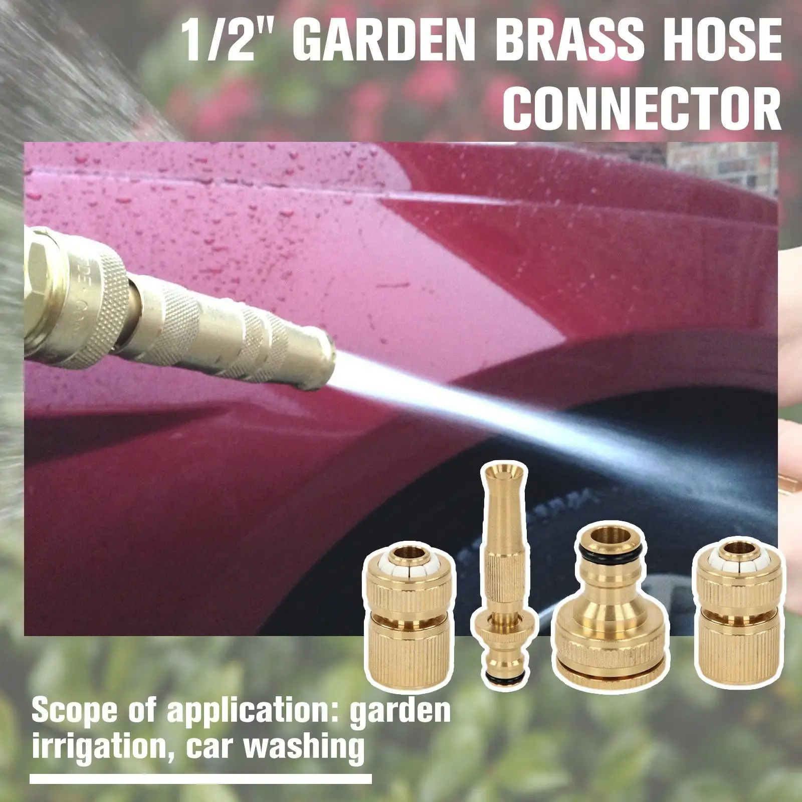 

Соединитель шланга для автомойки, быстросъемный медный штуцер для полива автомобиля, 1/2 дюйма