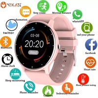 2021 smart watch women full touch heart rate fitness tracker bracelet round sports ladies smartwatch watch men for android ios