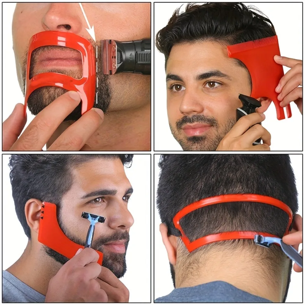 4PCS/SET Men's Beard Combs Hair Trimmer Beauty Haircut Kit Neckline Shaving Template Guide Men Beard Shaping Styling Comb Ruler