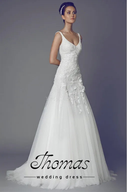 

19 exquisite elegante a- gola v linha com apliques em tule branco vestidos de casamento vestidos de noiva person wedding dresses