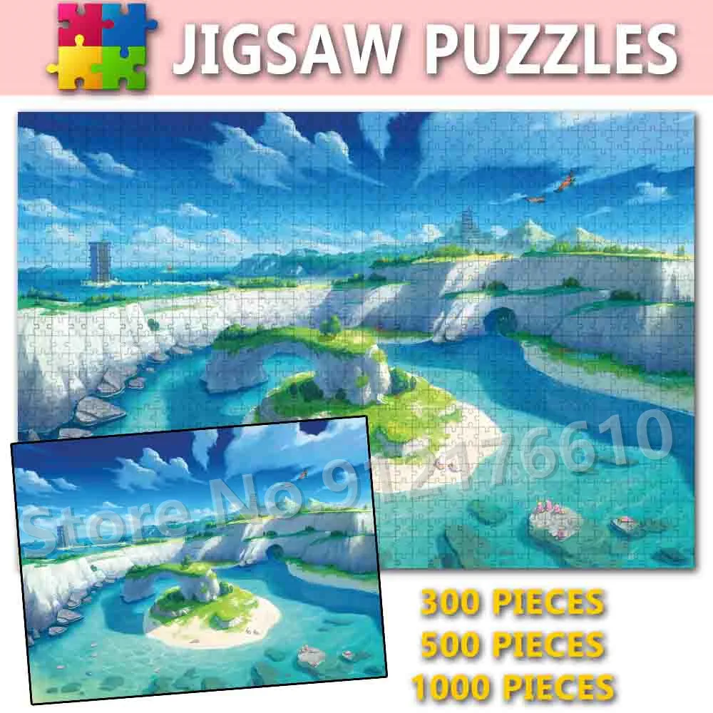 

Pokemon Pikachu Island Scenery Jigsaw Puzzle 300/500/1000 Pieces Puzzles Wooden Print Educational Toys Fun Family Game for Kids