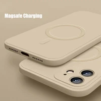 liquid silicone magnetic case for iphone 12 pro max 11pro x xs xr 7 8 plus 13 mini wireless charger magsafing magnet back cover