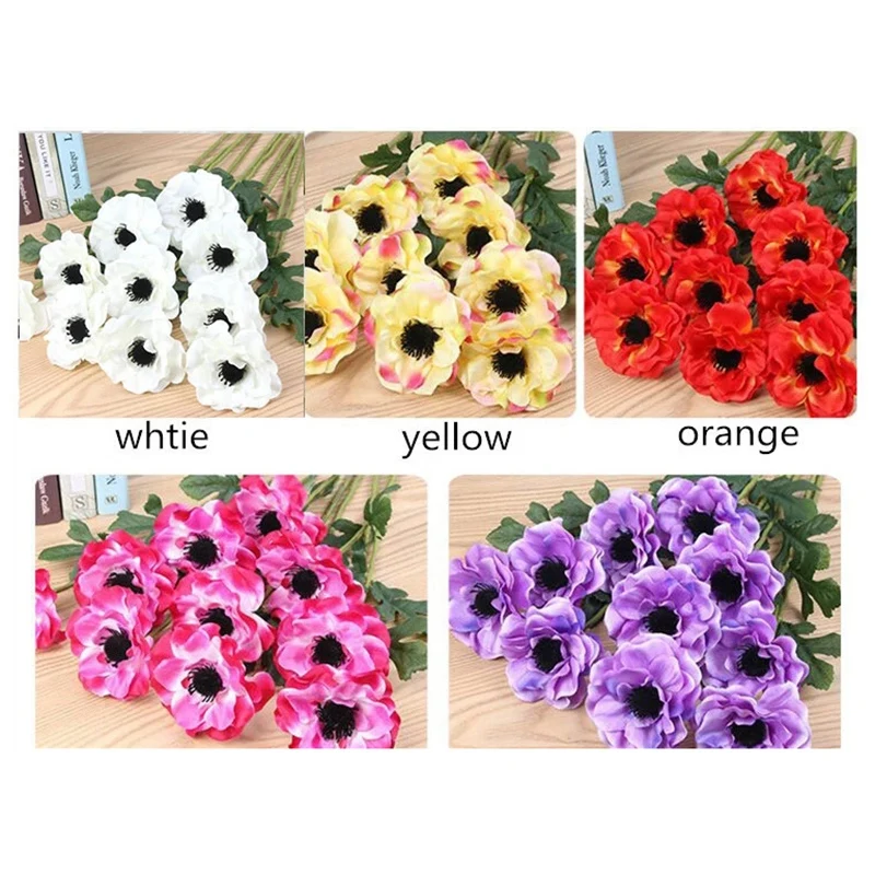 

Simulation Silk Single Head Anemone Flower Home Living Room Decoration Fake Flowers Wedding Party Background Props