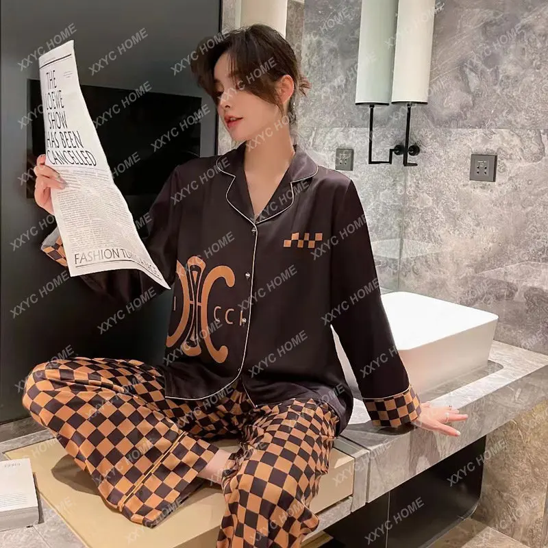 

Новая женская пижама, костюм из вискозы с длинным рукавом, можно носить, домашняя одежда