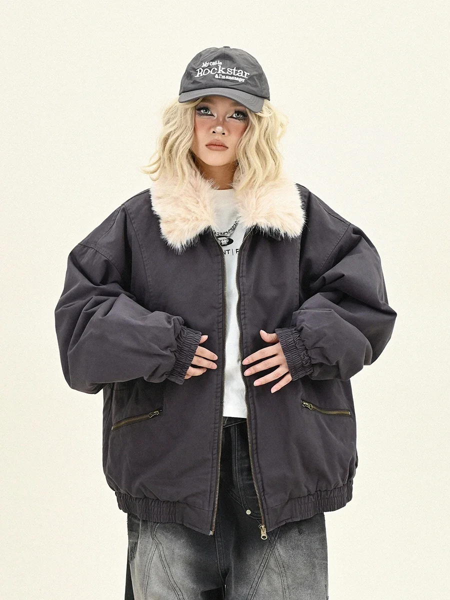 Женские парки с меховым воротником новинка зимы 2024 свободные утолщенные пальто