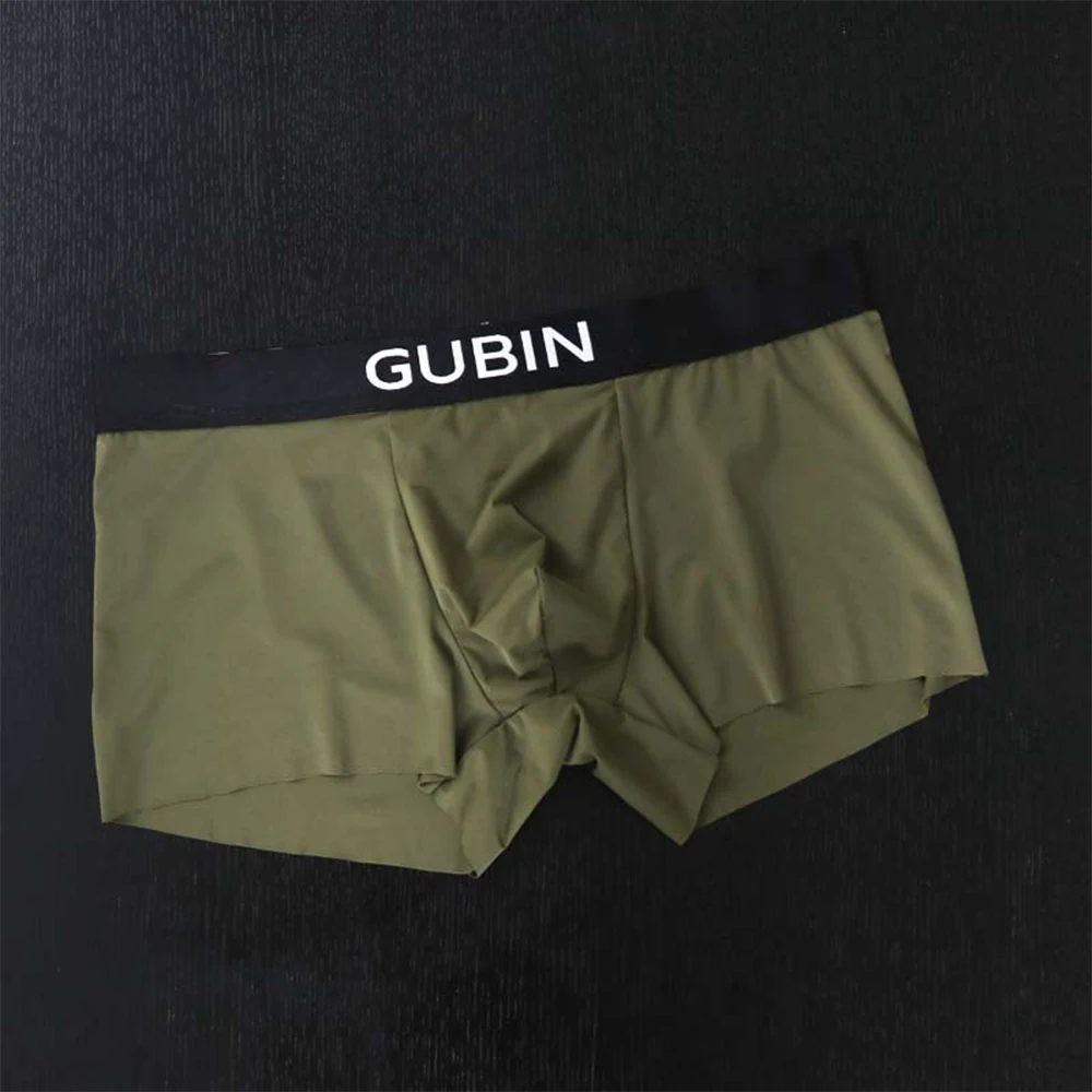 Mens Boxer U Convex Pouch Lingerie  Ice Silk Seamless Breathable Comfy Underwear Shorts Low Waist Underpants High Elastic