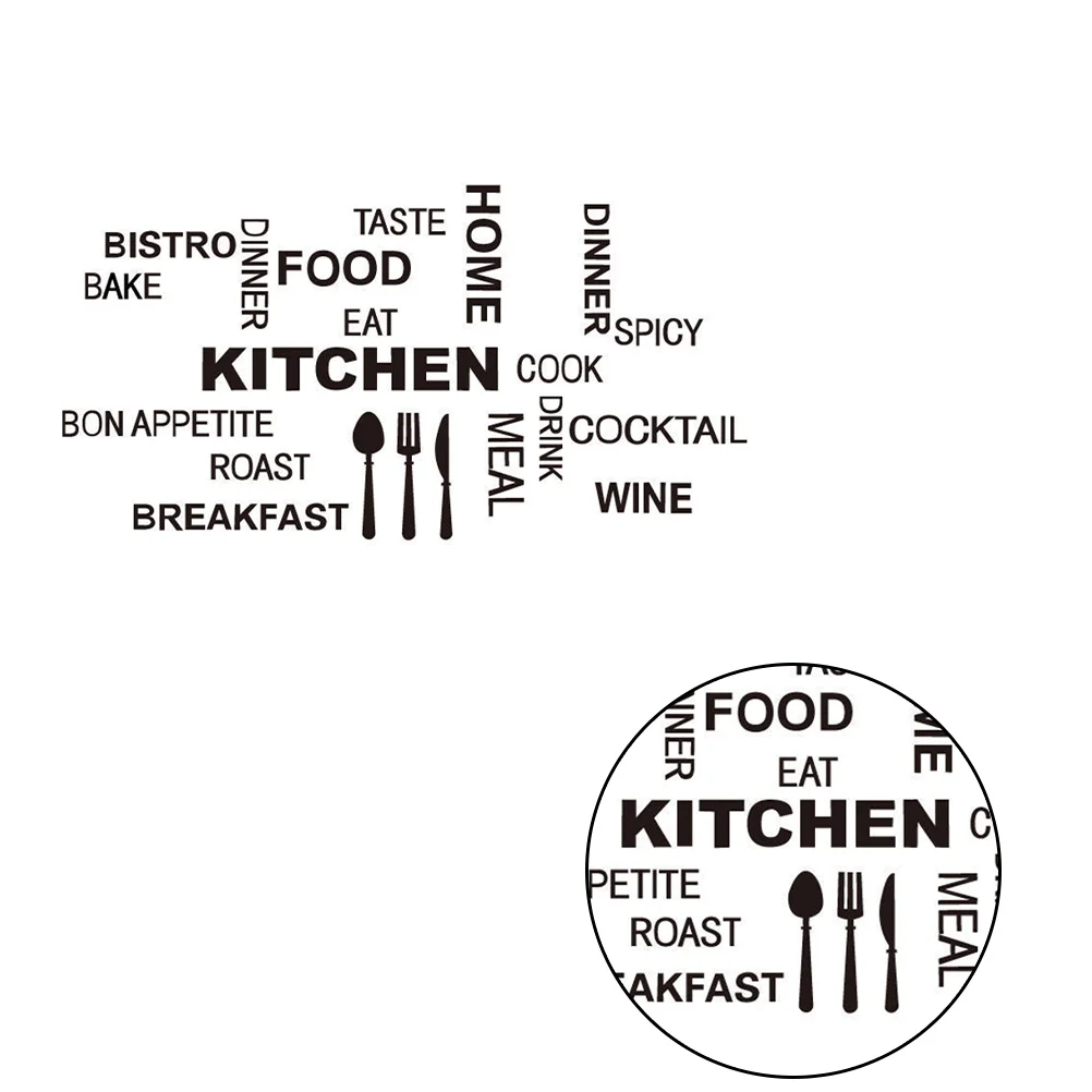

English Proverbs Wall Stickers Creative Wall Decals Kitchen Wall Pasters Wall Paper Black