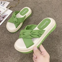 2022 new summer fairy style thick soled women casual slippers with cross tied breathabel open toe female beach sandal flip flops