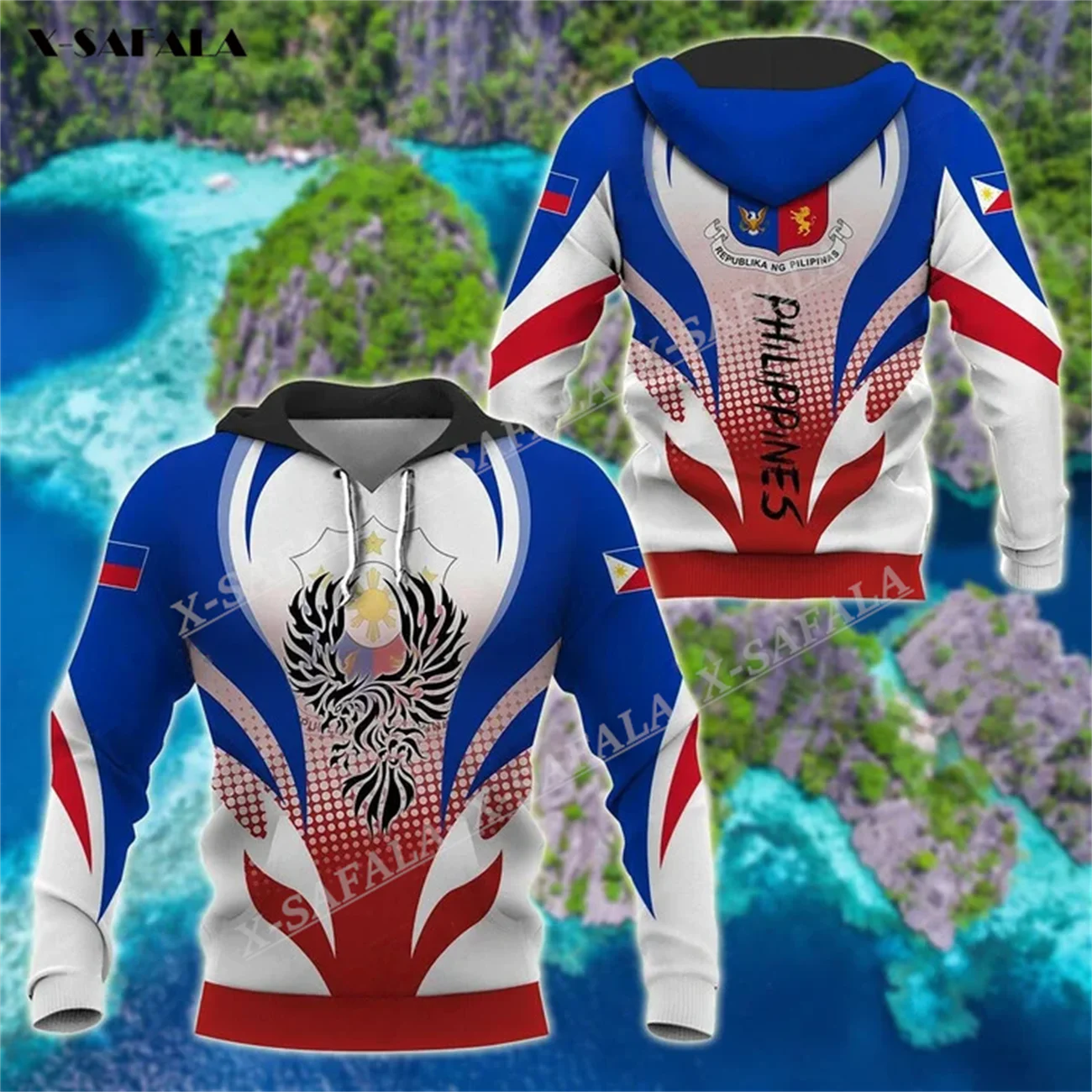 

X-SAFALA Exclusive Design Philippine Flag 3D Print Zipper Hoodie Men Pullover Sweatshirt Hooded Jersey Tracksuits Outwear