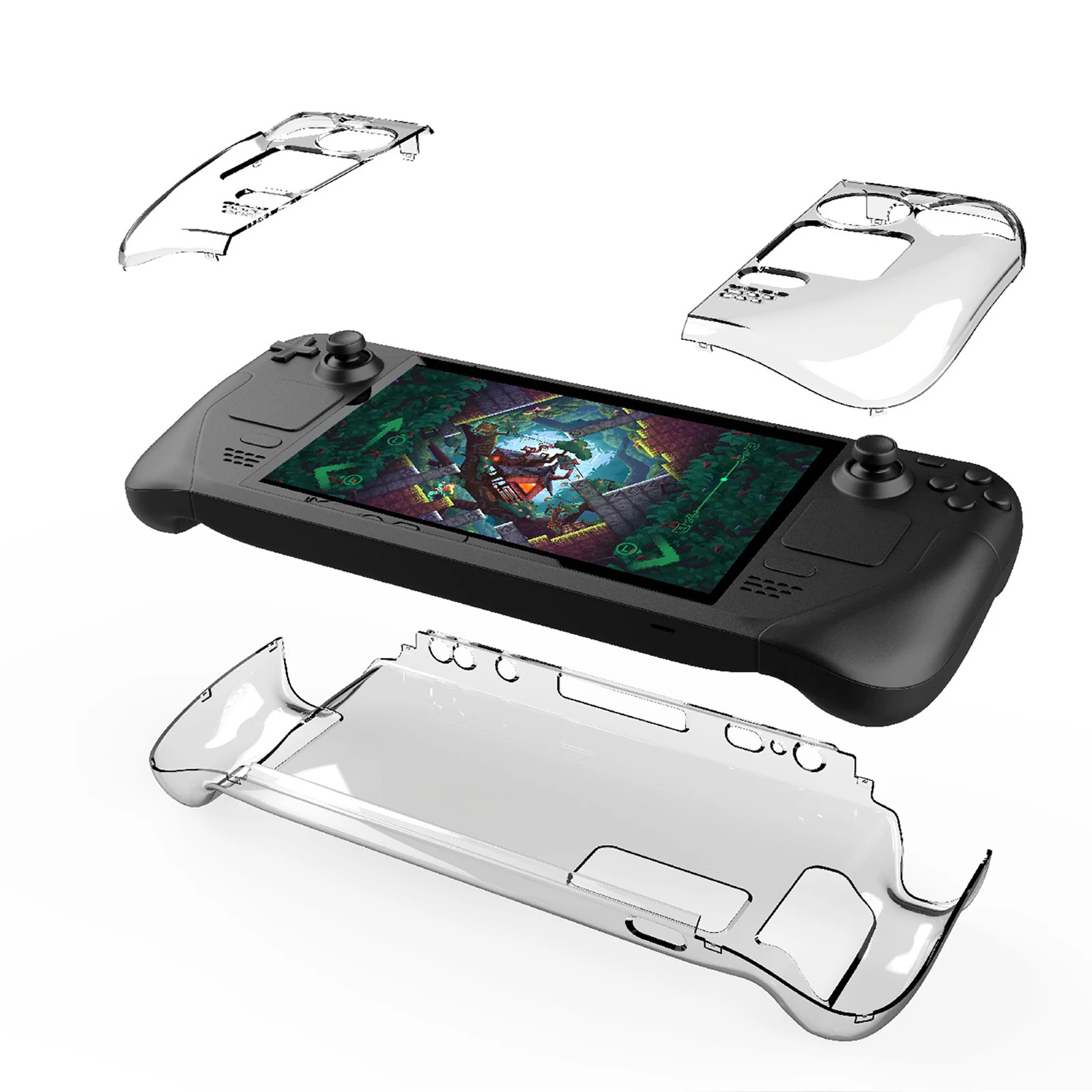 Transparent PC Hard Case Split Crystal Protective Cases for Steam Deck Host Gamepad Cover Game Console Shell Accessories