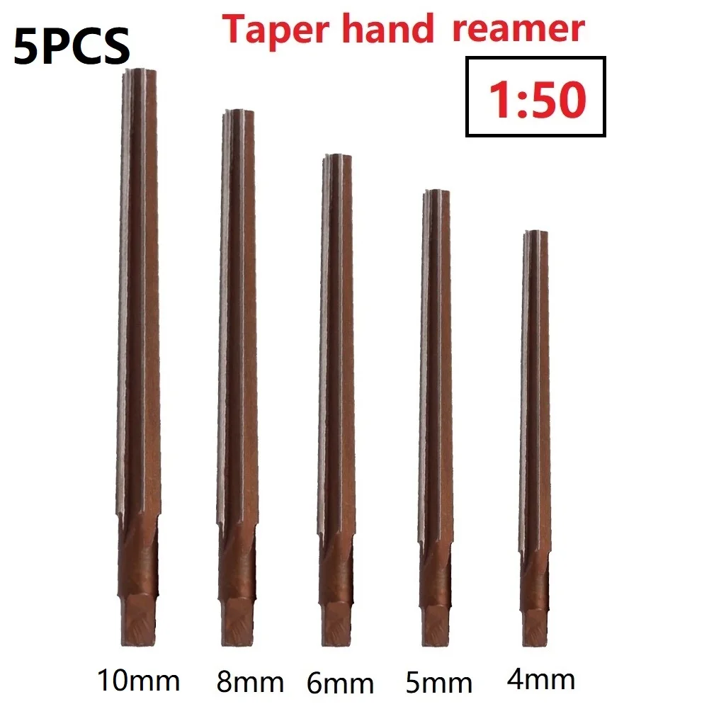 

5PCS 1:50 Conical Degree Sharp Manual Pin Taper Shank Hand Reamer Chucking Engineering Milling Cutter Tool 4/5/6/8/10mm