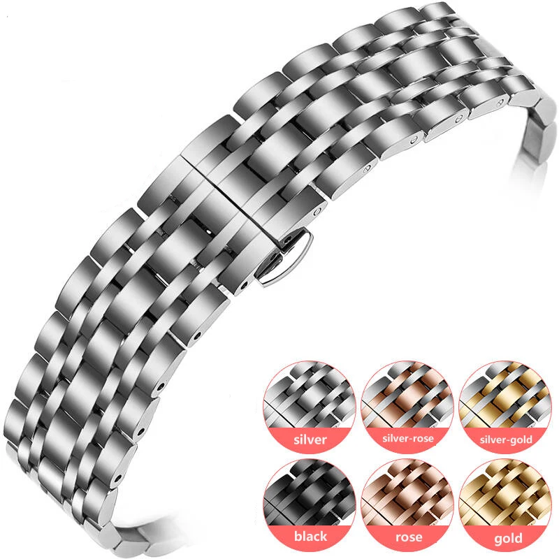304L Metal watch band of Stainless Steel Top Quality Watch Strap Clasp Watchband Bracelet 10mm 12mm 14mm 16mm 18mm 20mm22mm 24mm