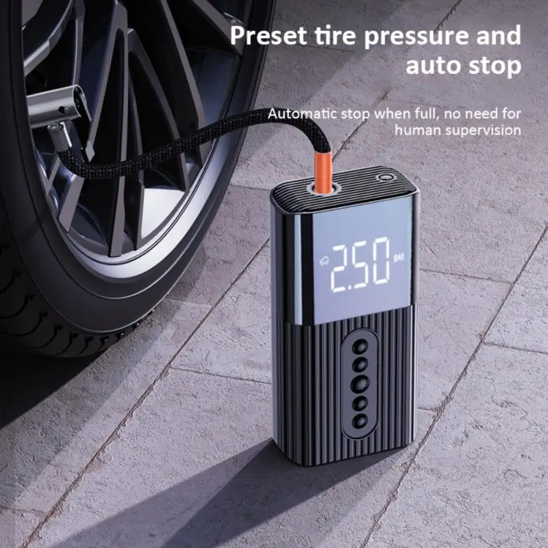 

Car Electrical Air Pump Wireless Mini Tire Inflatable Pump Air Compressor Pump With LED Lamp For Car Motorcycle Bicycle Ball