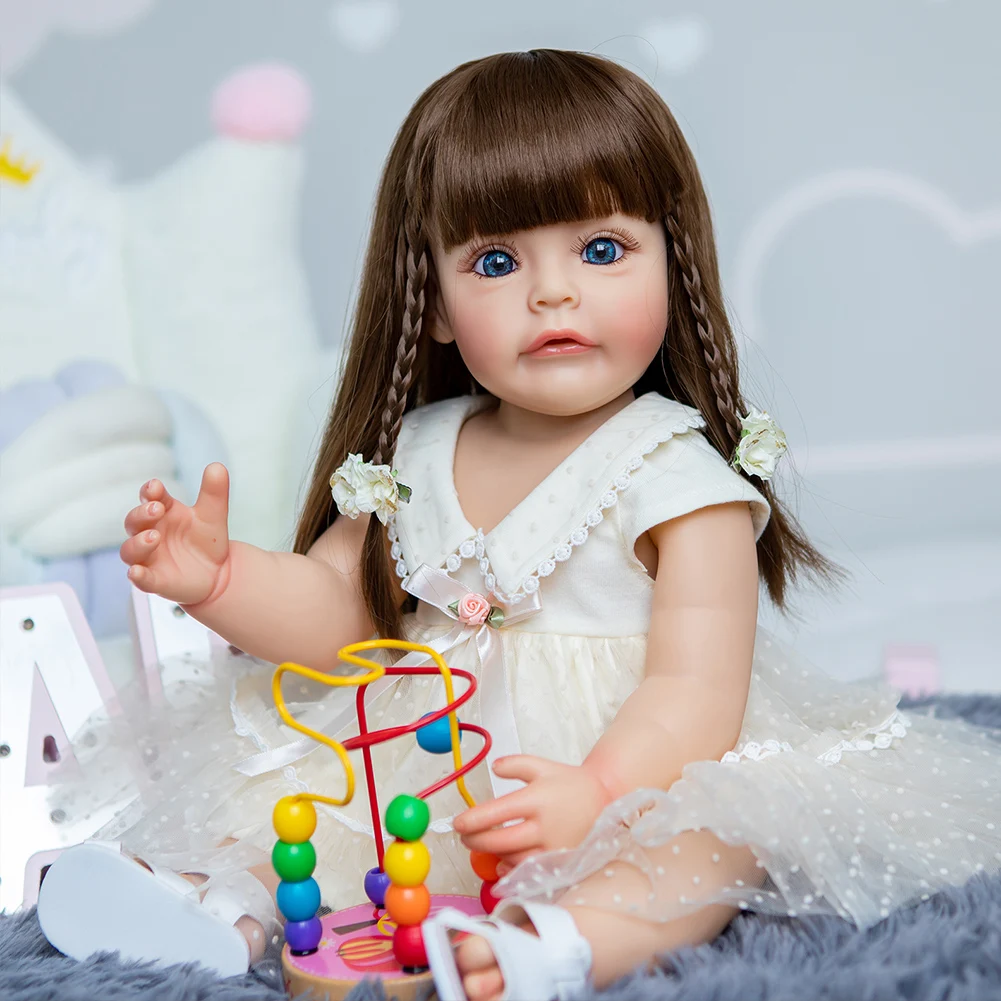 

Dolls Teaching Aids Smooth Movable Photography Simulation Dolls with Brown Long Hair for Children Gifts Baby Companion Toys