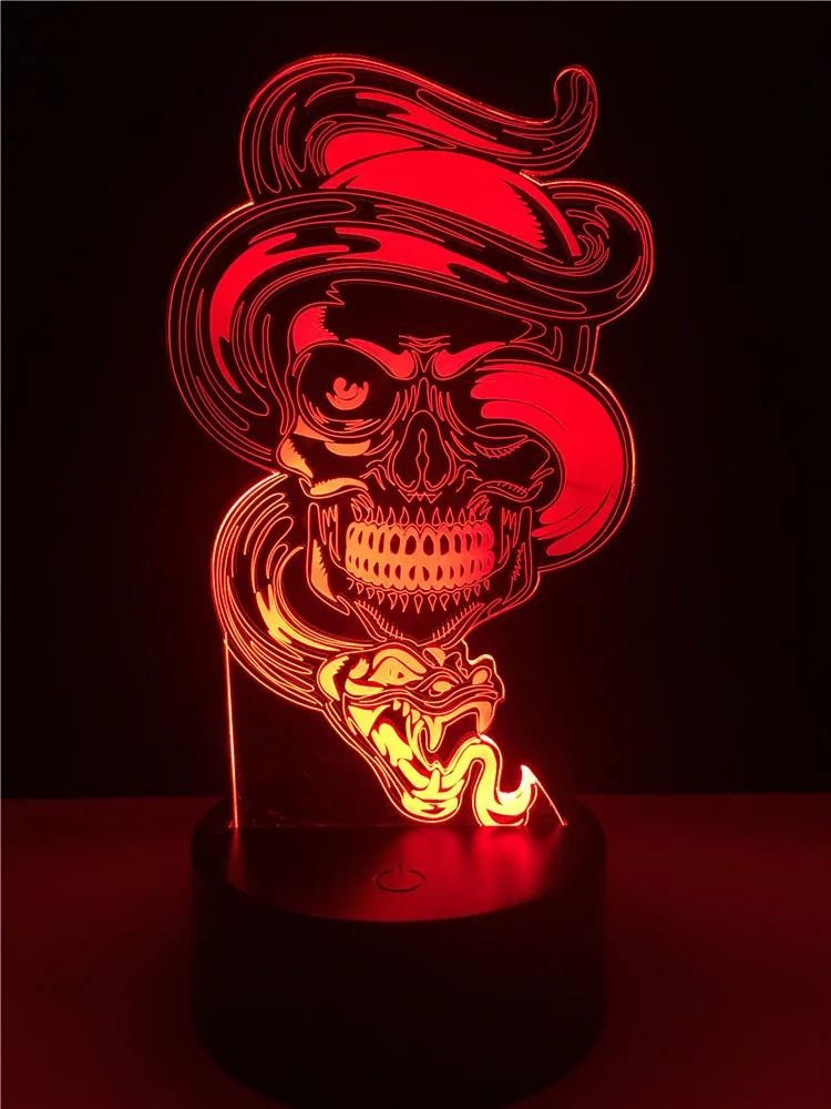 

Ghost 3D Lamp Lighting LED USB Mood Illusion Skull Night Light Multicolor Touch Remote Luminaria Change Table Party Decor