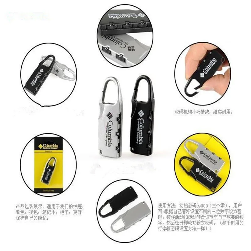 Alloy Combination Code Number Lock Padlock Luggage Lock For Zipper Bag Backpack Handbag Drawer Cabinet Luggage Lock Tools images - 6