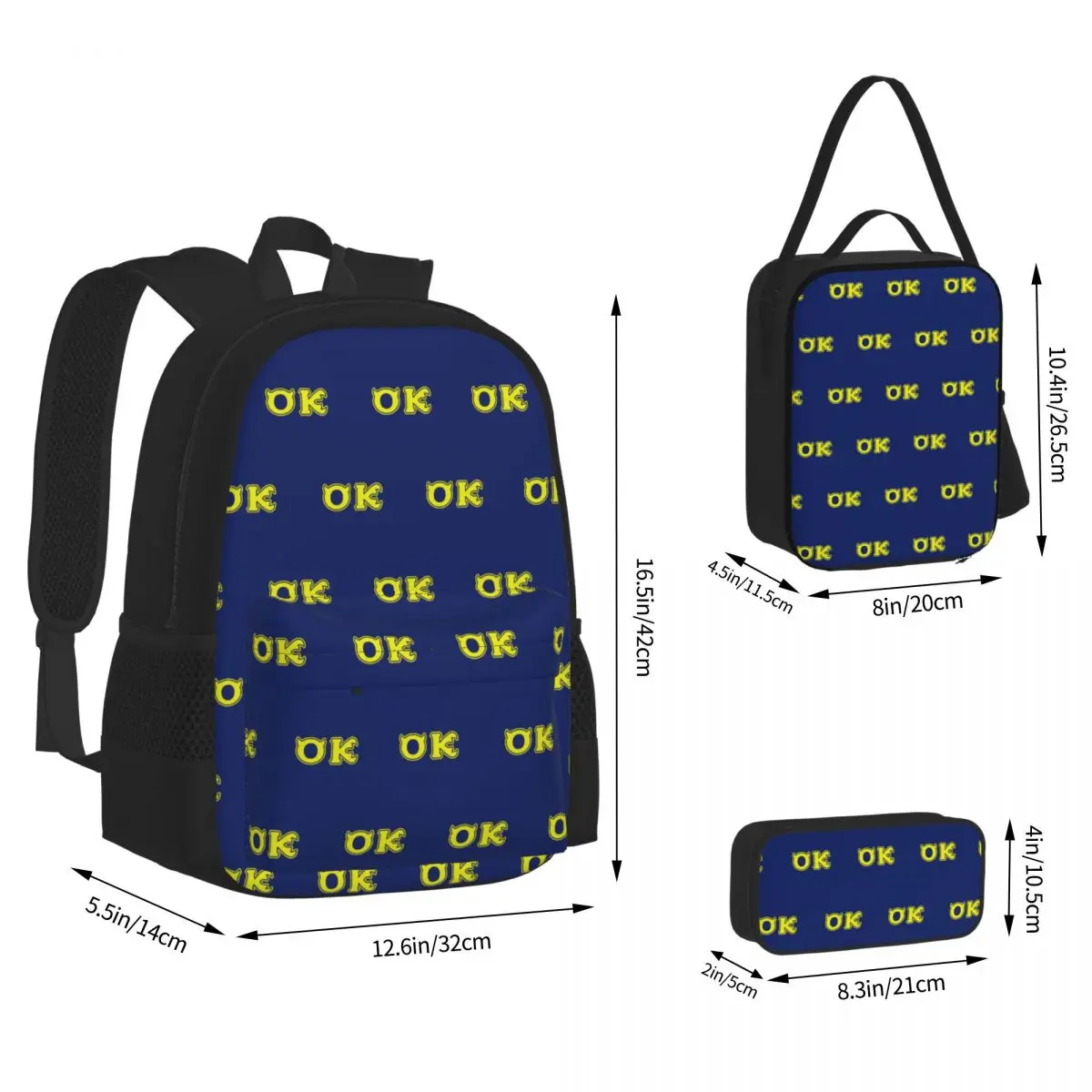 Фото Рюкзаки Squishy Oozma Kappa OK, детские школьные сумки, рюкзак, сумка для обеда, сумка для ручек, набор из трех предметов №2