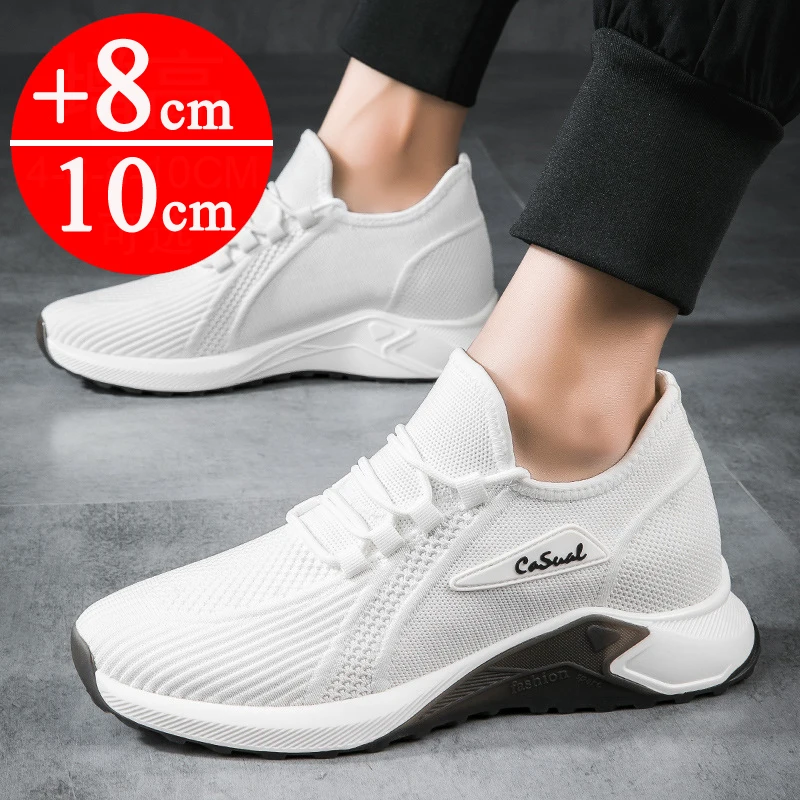 

Men Elevator Shoes Sneakers Hidden Heels Breathable Heightening Shoes For Man Increase Insole 10 CM 8 6CM Optional Height Shoes