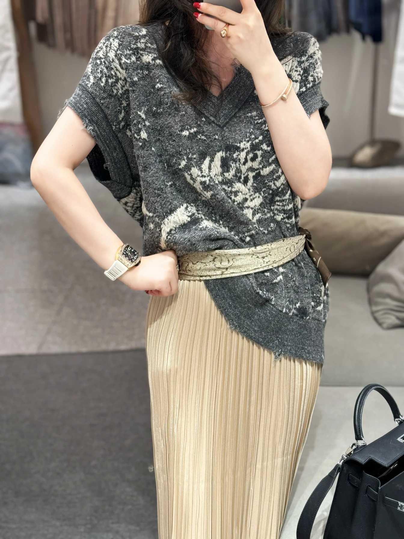 Ozhouzhan 2024 ранняя осень новые европейские товары женская одежда вязаный жилет без