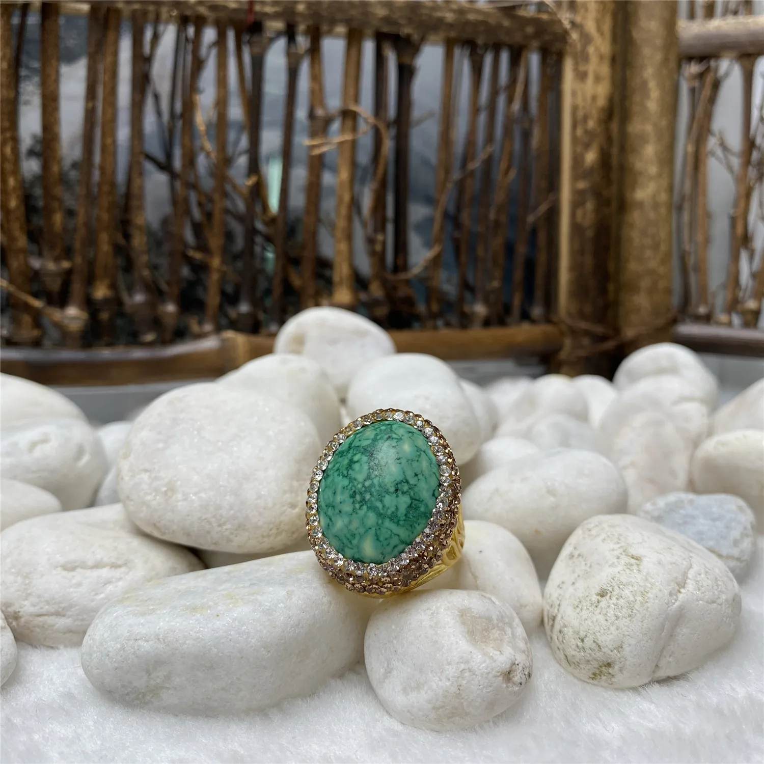 

5 шт./партия, женские кольца Стразы из Натуральной Бирюзы