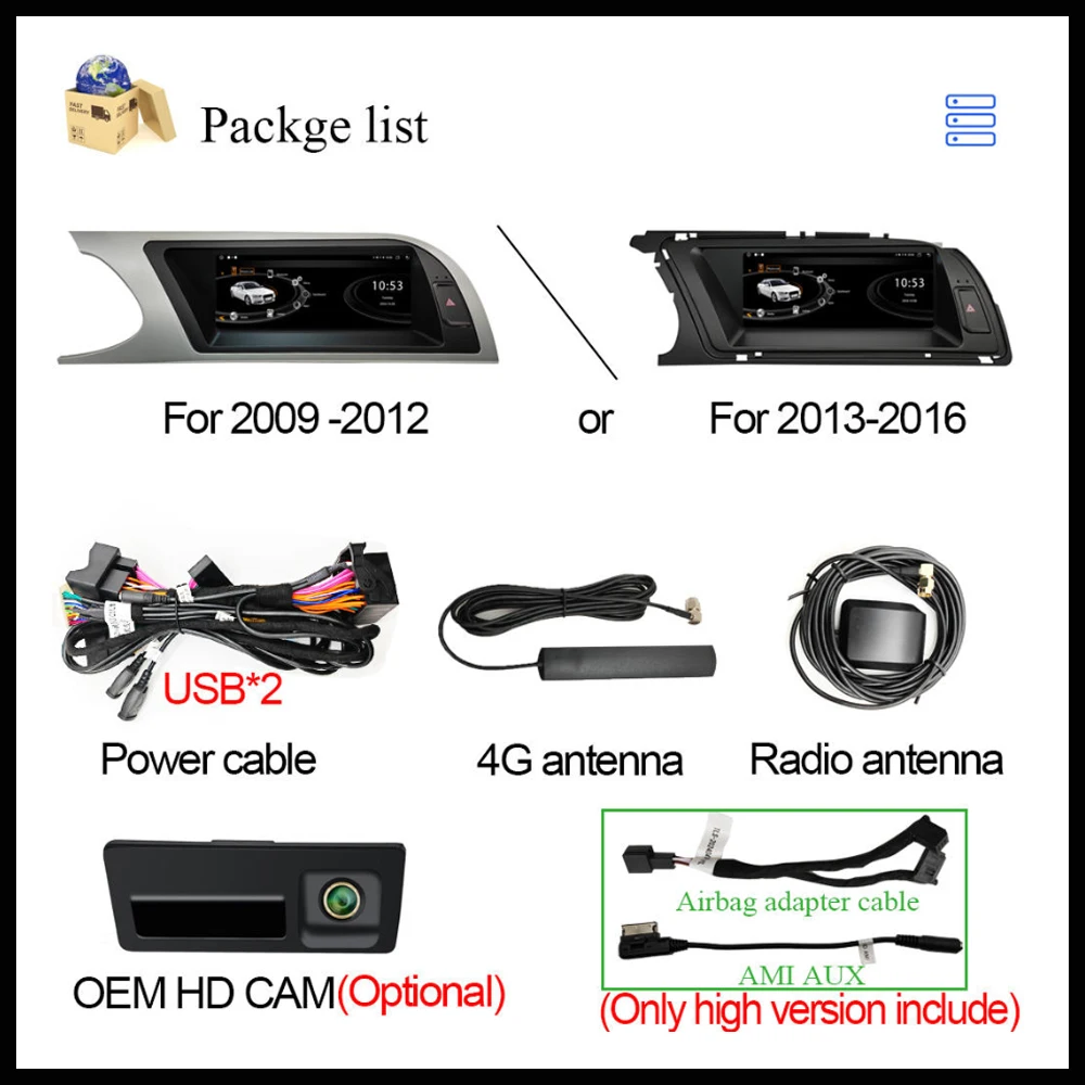 Автомобильный радиоприемник Android 14 для Audi A4 B8 2009-2016 авто Мультимедийный