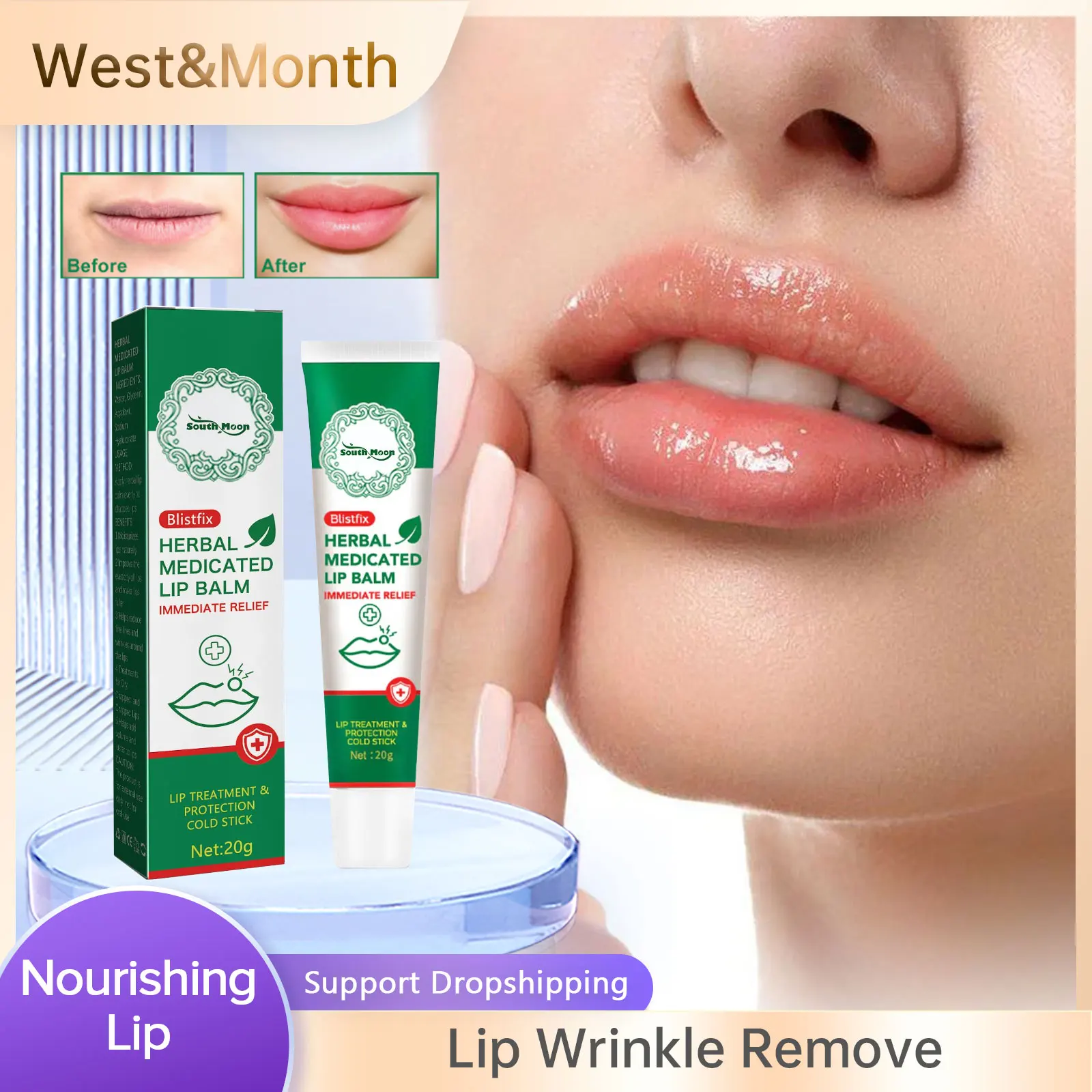 

Remove Wrinkles Lip Balm Moisturizing Hydrating Lips Care Anti Cracking Relieve Dryness Nourishing Smooth Fade Lip Lines Balm