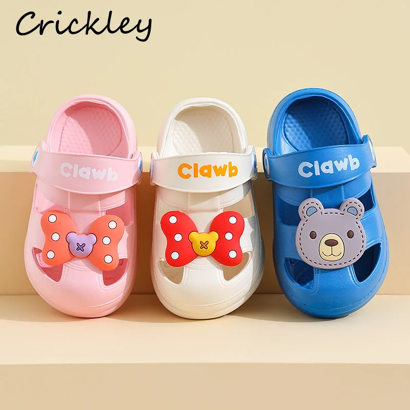 

Cute Bow Bear Children's Summer Shoes EVA Soft Bottom Home Girls Boys Slippers Cartoon Beach Non Slip Toddler Kids Clogs